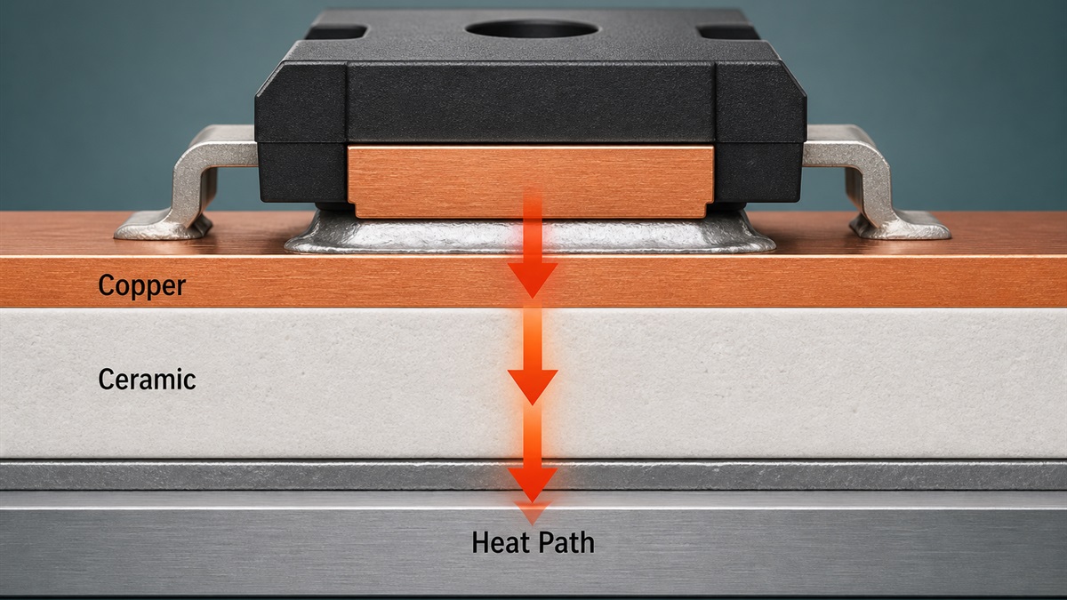 Ceramic PCB copper ceramic heat path cross section