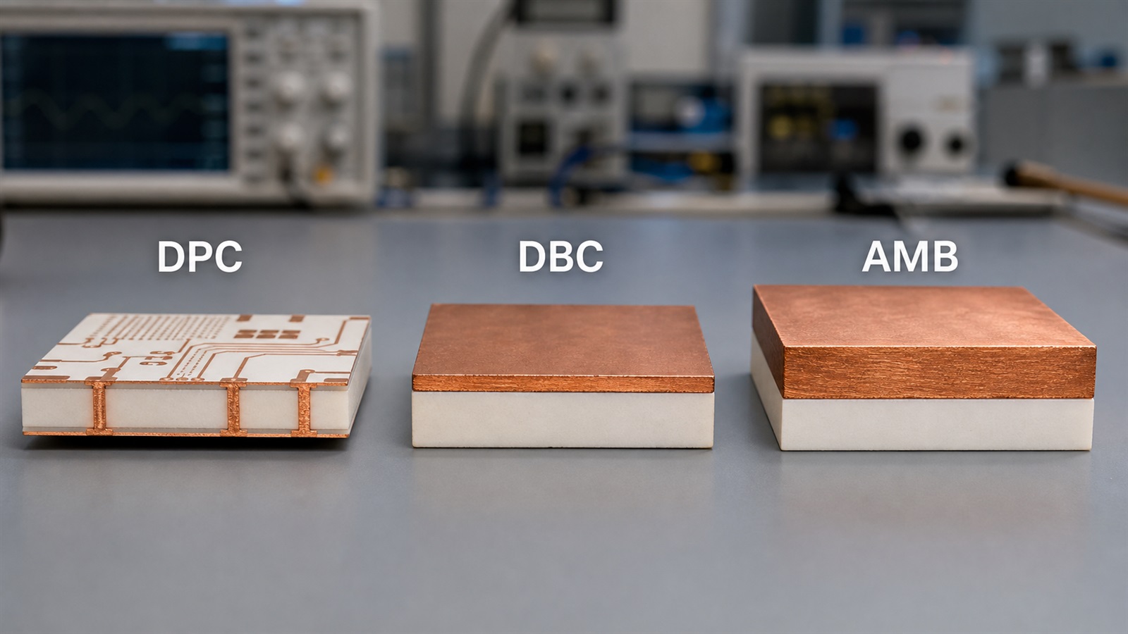 DPC DBC and AMB ceramic PCB copper structure comparison
