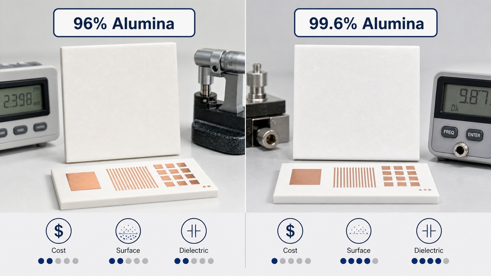96 alumina and 99.6 alumina ceramic substrate properties comparison