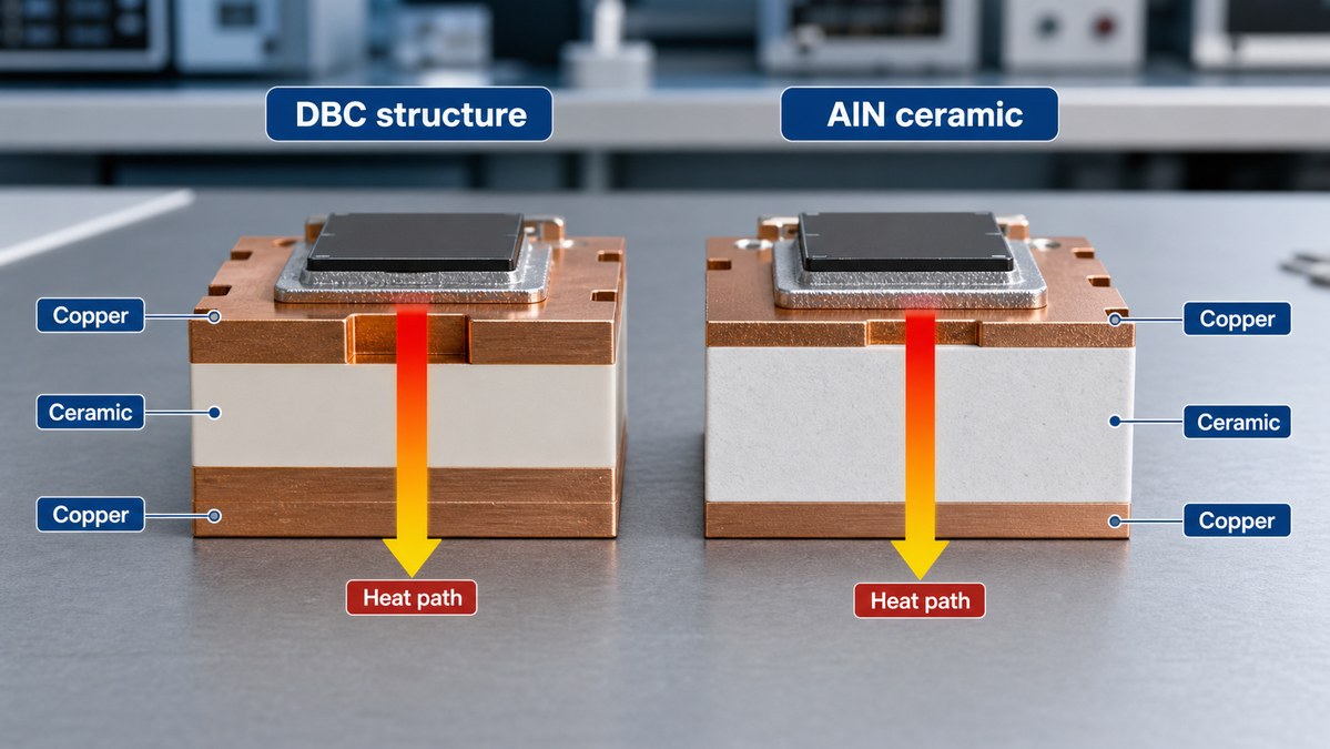DBC and AlN ceramic substrate for EV inverter power module