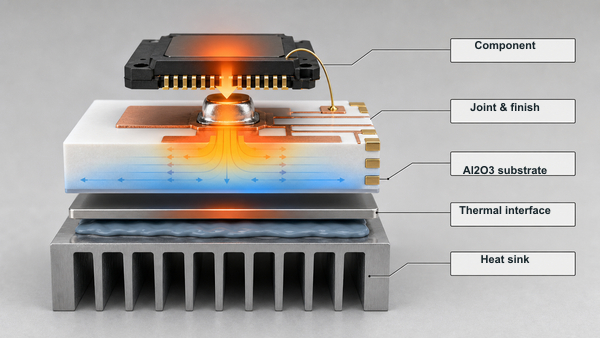 Temperature limits in an alumina ceramic PCB assembly