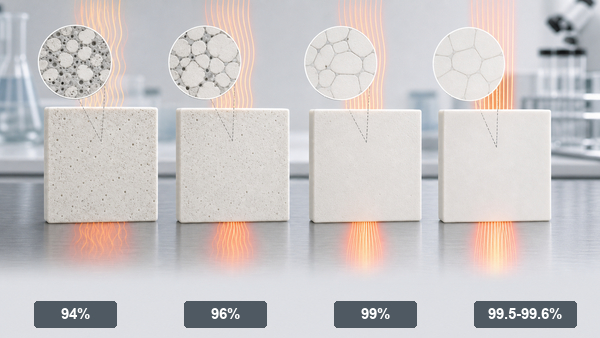 Typical Al2O3 thermal conductivity by alumina purity grade