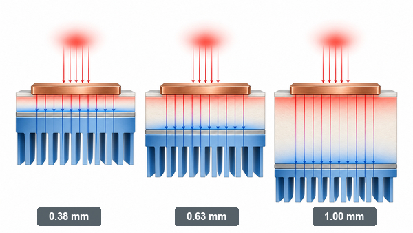Al2O3 substrate thickness changes through-plane thermal resistance
