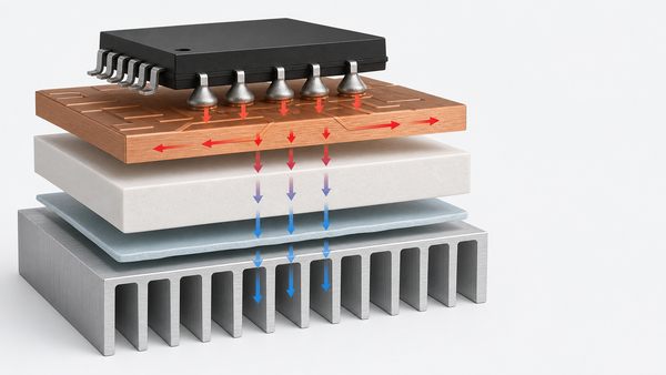 Ceramic PCB heat path through copper Al2O3 interface layer and heat sink