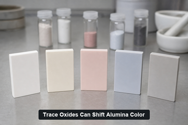 Alumina ceramic color changes caused by trace oxides and dopants