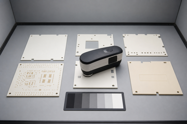 Alumina ceramic substrate color inspection under controlled lighting