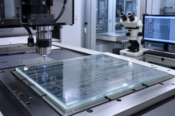 Transparent circuit board manufacturing from substrate preparation to metallization