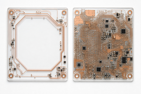 Sparse and dense transparent circuit board layouts compared