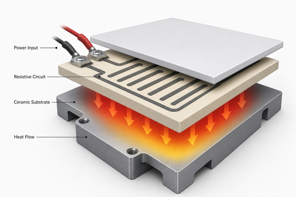 Resistive circuit pattern and heat flow through a ceramic heating plate
