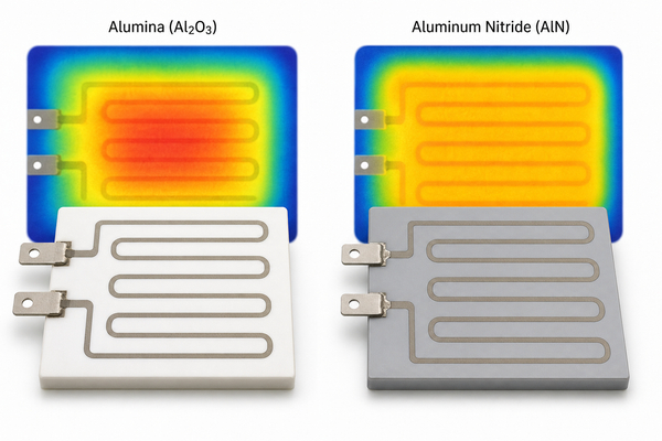 Comparison of alumina and aluminum nitride ceramic heating plates