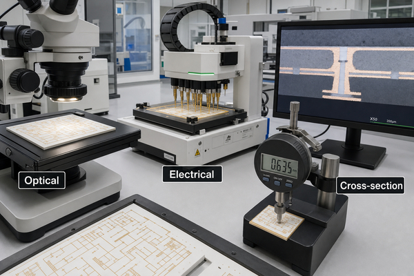Alumina PCB optical electrical and metallization quality control