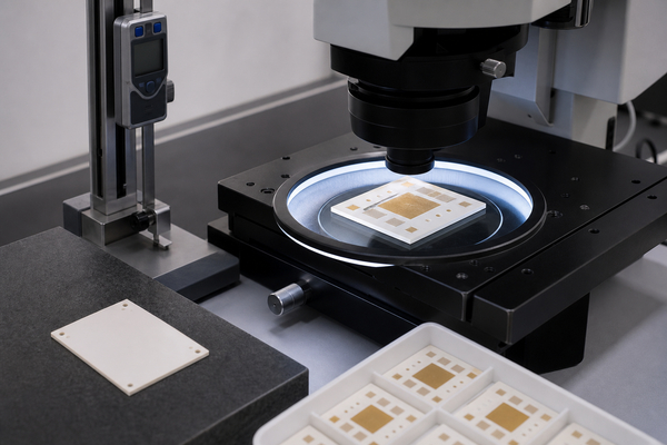 Inspection of Al2O3 ceramic substrate flatness edges and metallization