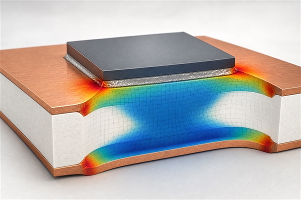Thermal stress in a copper alumina ceramic PCB stack