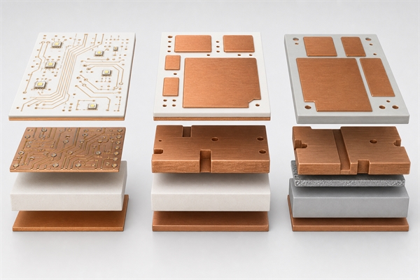 DPC DBC and AMB ceramic PCB structures for heat spreading