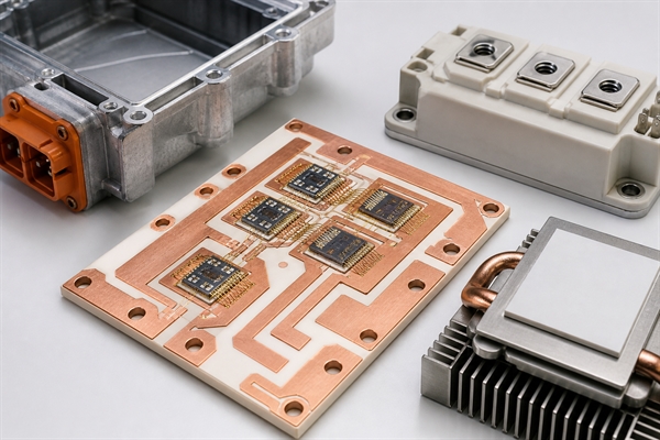 Direct bonded copper applications in IGBT automotive inverter and cooling modules