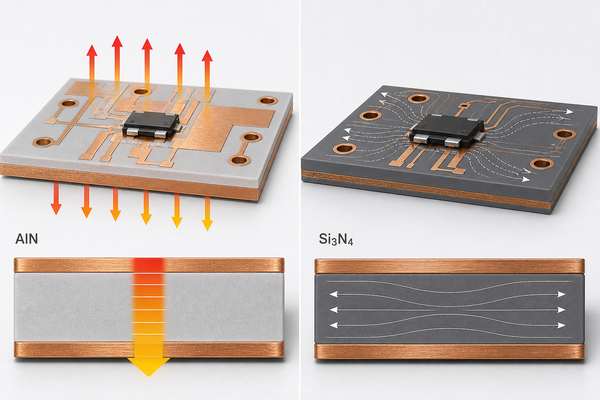 AlN thermal performance and Si3N4 toughness comparison