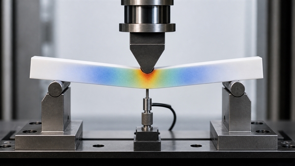 Three-point bending test used to measure alumina elastic behavior