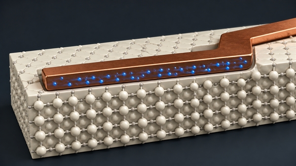 Electrical current confined to a copper path above insulating ceramic