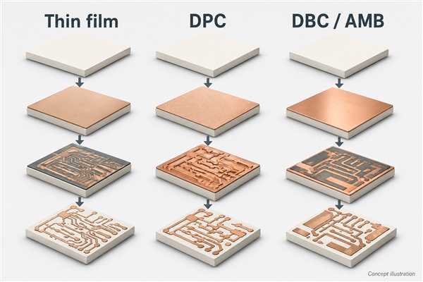 Simplified ceramic circuit metallization routes