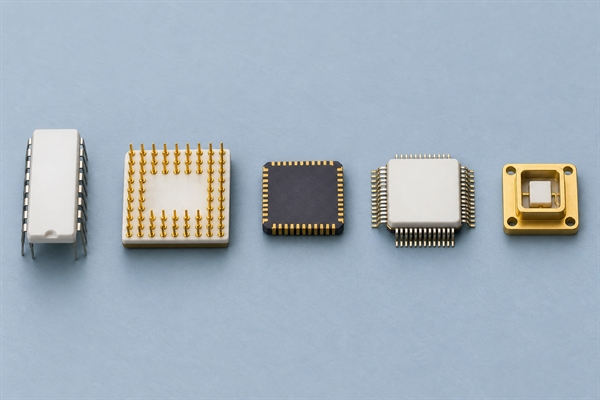 Common ceramic IC package types including DIP PGA LCC CERQUAD and cavity packages
