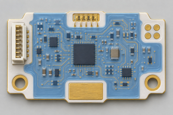 Ceramic PCB coating coverage with connector, bond pad, test point, mounting and thermal keep-outs