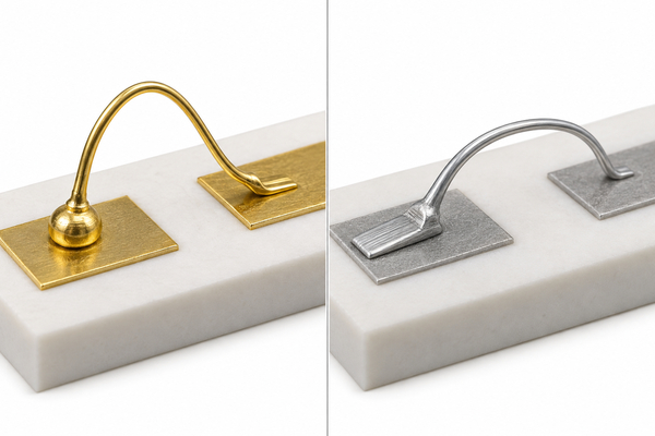 Gold ball bonding and aluminum wedge bonding on ceramic circuit pads