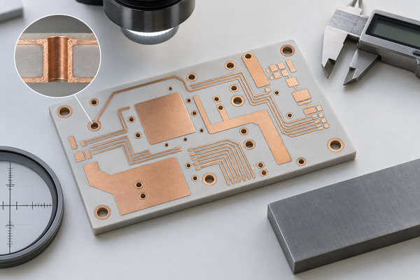 AlN ceramic PCB DFM review of copper geometry, vias and edge clearance