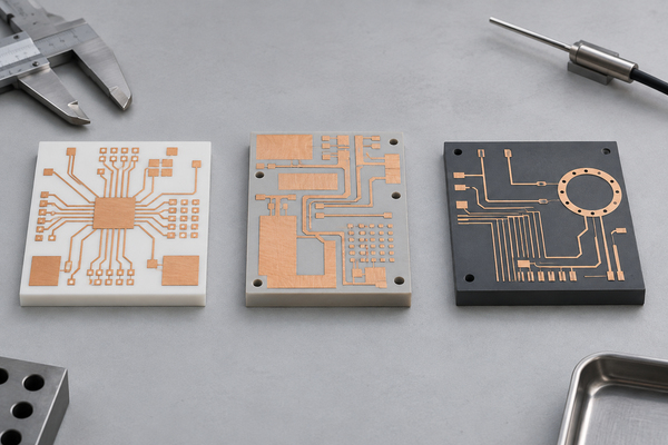 Alumina, aluminum nitride and silicon nitride ceramic PCB substrates