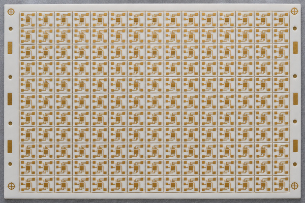 Panelized array of small ceramic circuit substrates