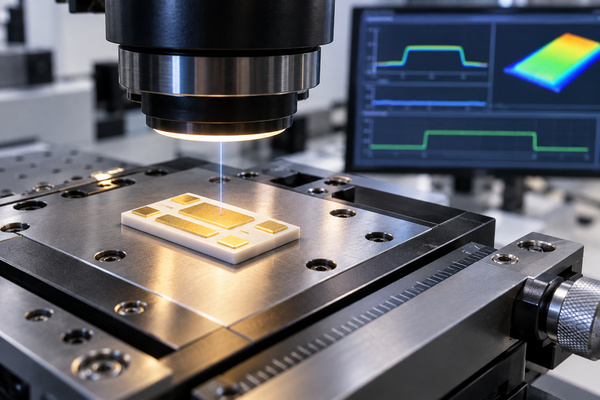 Optical and dimensional inspection of a small metallized AlN submount